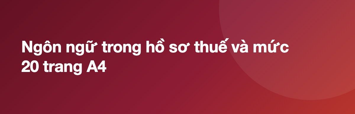 Ngôn ngữ trong hồ sơ thuế và mức 20 trang A4