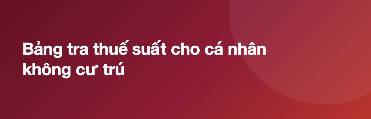 Bảng tra thuế suất cho cá nhân không cư trú